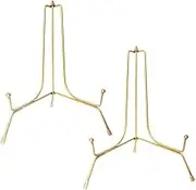 2 Pack 8 Inch Plate Stands for Display, Anti-Slip Plate Holder Display Stand Gold Iron Easel Stand Picture Stand for Photo Frames, Decorative Plate, Books, Pictures and Tabletop Artworks