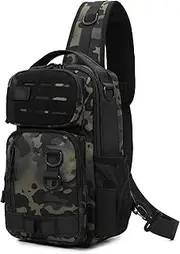 [CamGo] Tactical Shoulder Bag Military Mini Chest Sling Pack with USB Charging Port and Headphone Hole