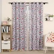 Moslovstar Kids Room Curtain 72" Long Rabbits Floral Plants Print Grommets Top Blackout Curtains Bedroom Livingroom Window Drapes, 2 Panels Purple Teapot Bunny