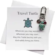 [Tarieson] Travel Turtle Keychain Wherever You May Wander Good Luck Charm Gifts for Family Friends