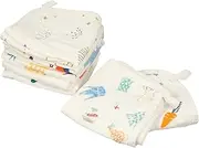 Kisangel 8Pcs Towel Pure Cotton Absorbent Saliva Face Washcloths Random Styles Lightweight Quick Drying for Bathing and Feeding