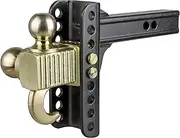 CURT 45904 Adjustable Trailer Hitch Ball Mount, Tow Hook Step, 2-Inch Receiver, 6-Inch Drop, 2 and 2-5/16-Inch Balls, 14,000 lbs