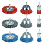 9 Pack Nylon Filament Abrasive Wire Brush Wheel & Cup Brush Set with 1/4 Inch He