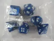 Dungeons & Dragons Polyhedral Dice Set Of 6 Blue / White Numbers Unbranded NIP