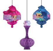 SHIMMER and SHINE Birthday Party HONEYCOMB hanging decorations 3pcs Nahal Tala