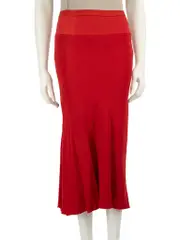 Larry F/W19 Red Elasticated Midi Straight Skirt