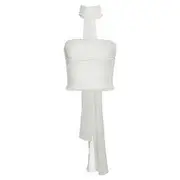 Set: Plain Tube Top + Scarf Set Of 2 - Tube Top & Scarf - White - L