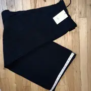 $355 NWT Theory Wide Rib Womens Pants XL Black Split Hem Wool- Cashmere