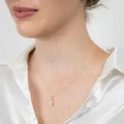 9ct 3-Tone 1/10 Carat Diamond Swirl Pendant with 28 Round Brilliant Diamonds in White, Rose and Yellow Gold, 9ct Yellow Gold Silver Filled 50cm Curb Chain 30 gauge (15250678)