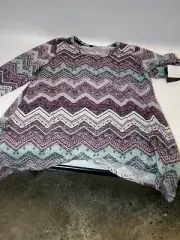 Almost Famous Womens Plus Size 1X Melange Aztec Asym Tunic Top Blouse Shirt 1xl