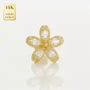 14K REAL Solid Gold Flower Ear Stud Cartilage Daith Helix Tragus Conch Rook 18G