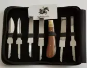 Horse Farrier Tool Changeable 6 piece Hoof Knife Set Wood handle Cattle Pick Tac