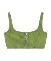 Marni Logo Patch Denim Crop Top IT38,IT36 Green