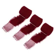 Chiffon Ribbon, 1.5"x7 Yard Silk Wine Red Tulle Satin Fabric Ribbon,3pcs