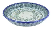 Blue Rose Polish Pottery Cherished Blooms Pie Plate