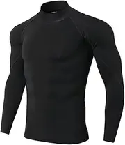 [Abigprofit] Thermal Underwear for Men High Collar Thermo Shirt Quick Dry Compressed Underwear Black XL