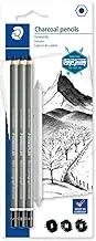 Sketch Pencil Soft Charcoal/Medium Charcoal/Hard Charcoal Charcoal Sketch Sketch Art Pencil Drawing Supplies 3pcs (with paper wipe pen)