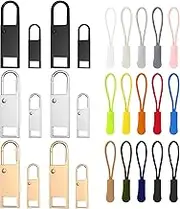 WD&CD Zipper Pull Replacement 27 Set，12 Pack Zipper Pulls & 15 Pack Nylon Zipper Pulls, Zipper Extension Pulls for Repair Clothing,Bags,Jackets, Tents,Luggage,Backpacks