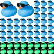 60 Pcs Glow in The Dark Mini Rubber Ducks with Sunglasses 2.2 Inch Squeaky Fl...