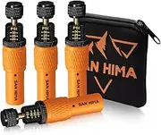 SAN HIMA Automatic Tire Deflator Kit 10-30 PSI, Auto-Stop Tire Deflator Valve Adjustable, Screw-on Air Down Tyre Tool w/Storage Pouch, Rotate Detach, for Car Trucks RVs UTVs Schrader Tires (Set of 4)