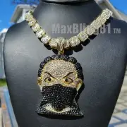 Black Mask Man BoonDock Pendant 16" 18" 20" Iced Baguette stone Chain Necklace