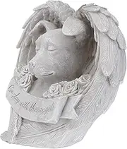 Happyyami 1Pc Resin Dog Memorial Angel Statue Commemorative Pet Gravestone with Angel Wings for Garden Remembrance of Beloved Dog Outdoor Resin Ornament for Loss and Healing