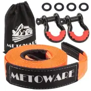 METOWARE Heavy Duty Tow Strap Recovery Kit - 3" x 30ft(35,000lbs) Tree Saver ...