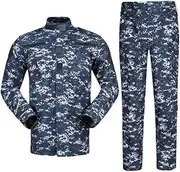 [Generic] ACU II New Military Tactical Combat Uniform Set, Navy Blue Digital Camouflage Pattern, Long Sleeve Shirt and Pants