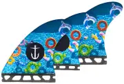 Captain Fin CF Pool Party Futures Thruster Fin Set - Blue - M - New