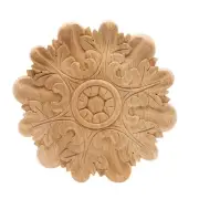 Outwater 8 inch Dia Hand Carved Solid North American Red Oak Rosette Applique