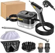 [ameijie] Handheld Pressurized Steam Cleaner with 6 pcs Accessories, Portable Steamer for Cleaning, Steam Cleaner for Home Use, Steamer for Cleaning Car, Furniture, Floor (Black, AU Plug)