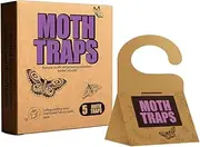JKanruh 5 Pack Clothing Moth Traps- Safe and Effective for Non Toxic Moth Traps for Clothes - Glue Traps with Pheromones for Odorless Sticky Traps for Sofa, Curtains, Carpets
