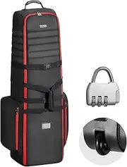[VEVOR] Golf Travel Bag, Outdoors Soft-Sided Golf Travel Cover, Heavy Duty 1800D Polyester Oxford Wear-Resistant Waterproof, Padded Luggage Case with Wheels, Foldable Golf Club Storage Bag for Airline