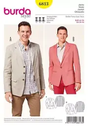 Burda Style Mens Jacket Sewing Pattern 6813 EU 44-54 US 34-44 Stylish Apparel