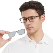 Reading Glasses 1.5 Men, with Detachable Polarized Sunglasses Clip, Men's Rec...