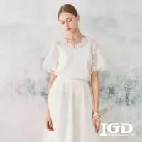 在飛比找momo購物網優惠-【IGD 英格麗】網路獨賣款-天絲棉鏤空緹花上衣(白色)
