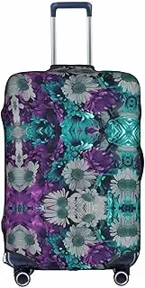 [FSCEV] Purple and Teal Flowers Trolley Suitcase Protective Cover Business Travel Luggage Protector Fashion 18-32 Inches, White, M