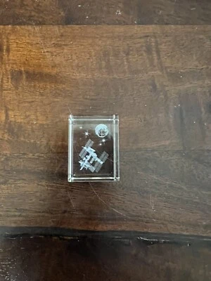 Lucite Cube with Russian MIR “Hologram”