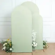 3 SAGE GREEN Matte Fitted Spandex Round Top Arch Backdrop STAND COVERS Set
