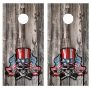 Angry Uncle Sam Skull Barnwood Cornhole Board Wraps FREE LAMINATE #2832