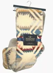 Pendleton beige / taupe Sherpa to Fleece Aztec reversible Blanket throw 50 x 70