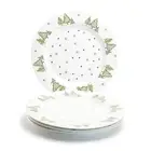 Grace Teaware 10.5" Christmas Pine Trees Fine Porcelain Dinner Plate Set of 4