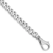 Solid 14K White Gold 8 inch 8mm Hand Polished Fancy Link with Fancy Lobster Clasp Bracelet