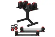 CORTEX Revolock V2 48kg Adjustable Dumbbell + Barbell + Kettlebell All-in-One Set with Stand (24kg Pair)