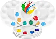 Pack of 12 Mixing Palettes, Plastic Palettes, Round, 15.8 cm, Watercolour Painting Palette, Acrylic Paints, Oil Paints with 11 Mixing Areas for Watercolour, Painting, Art, Painting, Crafts, White