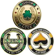 3PC Poker Card Guard Coin Collectibles Table Games Poker Poker Gifts for Men, Poker Card Protector, Poker Accessories