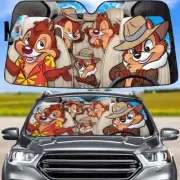 Chip And Dale Car Sunshade, Animated Chip And Dale Auto Car Windshield SunShade