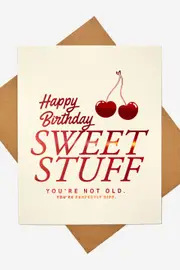 [Typo] Typo - Premium Nice Birthday Card - Happy birthday sweet stuff cherries SOLID HAPPY BIRTHDAY SWEET STUFF CHERRIES
