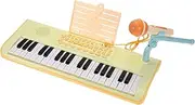 uxcell 37-Key Multifunctional Electric Keyboard with Microphone, Small Portable Piano Instrument, Yellow