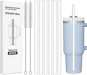 Replacement Straws for Stanley 40/30/20/10oz Quenther Stanley Tumbler Cup, 6 Plastic Straws with Cleaning Brush, Reusable, Perfect for Stanley 40 oz Cups, Plastic Clear Straw Stanley Cup Accessories